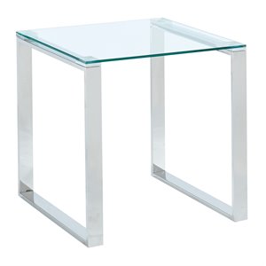 Contemporary Stainless Steel and Glass Accent Table Silver