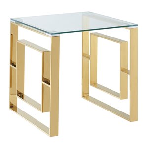 eros contemporary stainless steel/glass accent table
