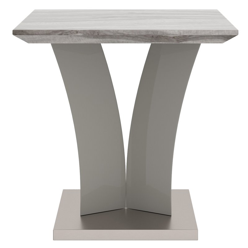 Napoli Modern Faux Marble/Stainless Steel Accent Table in Gray