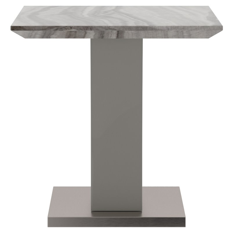 Napoli Modern Faux Marble/Stainless Steel Accent Table in Gray
