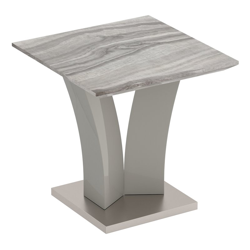 Napoli Modern Faux Marble/Stainless Steel Accent Table in Gray