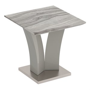 Napoli Modern Faux Marble/Stainless Steel Accent Table in Gray