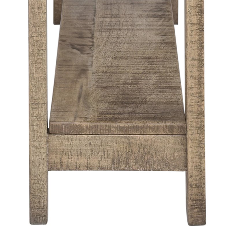 Volsa Rustic Modern 2-Tier Solid Wood Console Table in Reclaimed Gray