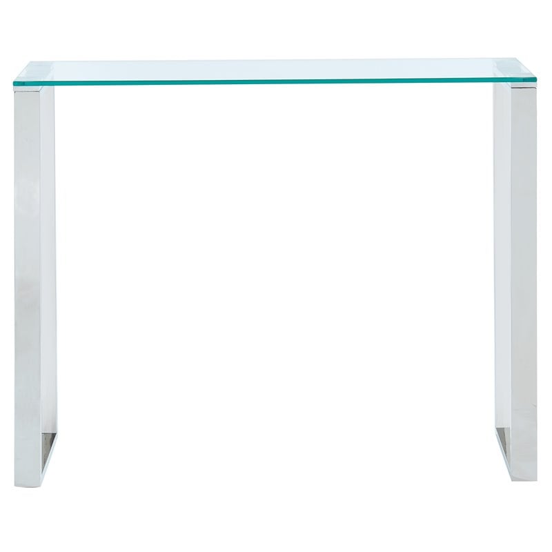 Contemporary Stainless Steel and Glass ConsoleDesk Silver