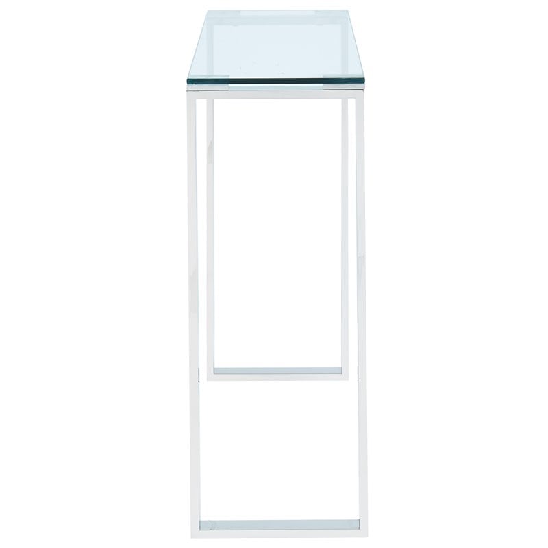 Contemporary Stainless Steel and Glass ConsoleDesk Silver