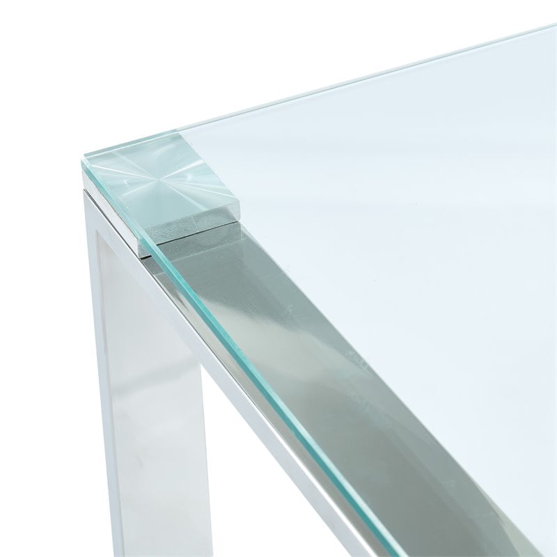 Contemporary Stainless Steel and Glass ConsoleDesk Silver