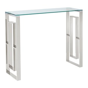 eros contemporary stainless steel/glass console table/desk
