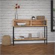 Industrial Chic Solid Wood and Wrought Iron Console Table Natural Burnt andBlack