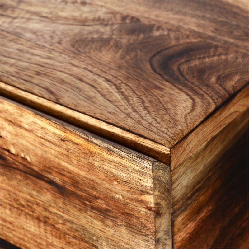 Industrial Chic Solid Wood and Wrought Iron Console Table Natural Burnt andBlack