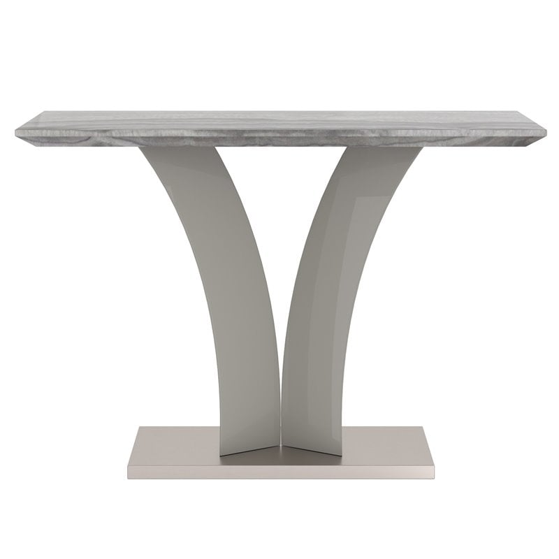 Napoli Modern Faux Marble/Stainless Steel Console Table in Gray