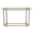 Contemporary Metal and Glass Console Table Silver and Gold
