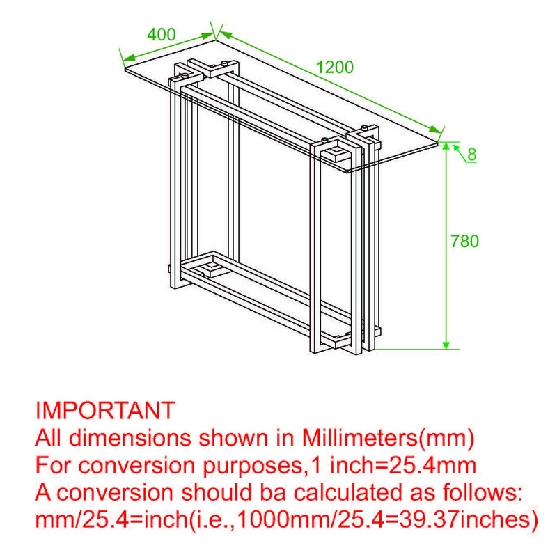 Contemporary Metal and Glass Console Table Silver and Gold