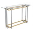 Contemporary Metal and Glass Console Table Silver and Gold