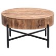 Contemporary Solid Wood and Iron Round Coffee Table Natural and Black