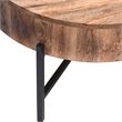 Contemporary Solid Wood and Iron Round Coffee Table Natural and Black
