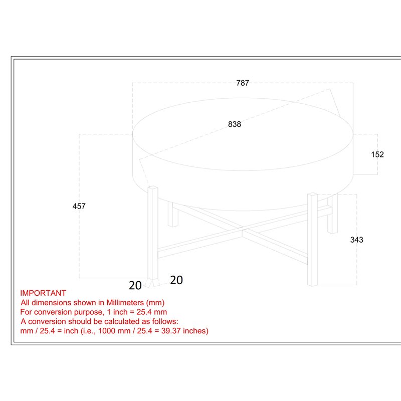 Contemporary Solid Wood and Iron Round Coffee Table Natural and Black