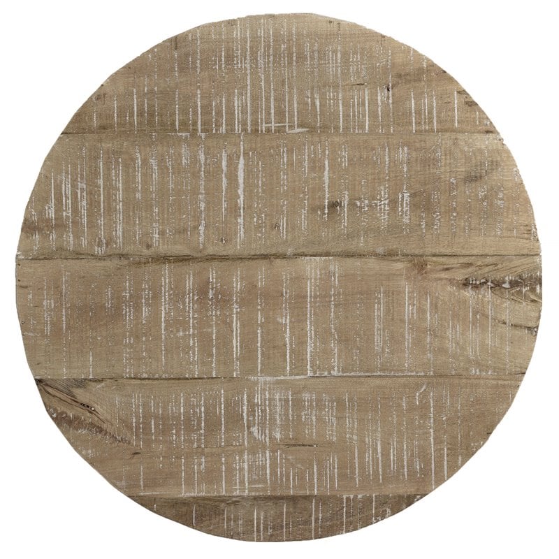 Rustic Modern Solid Wood Round Coffee Table Distressed Natural