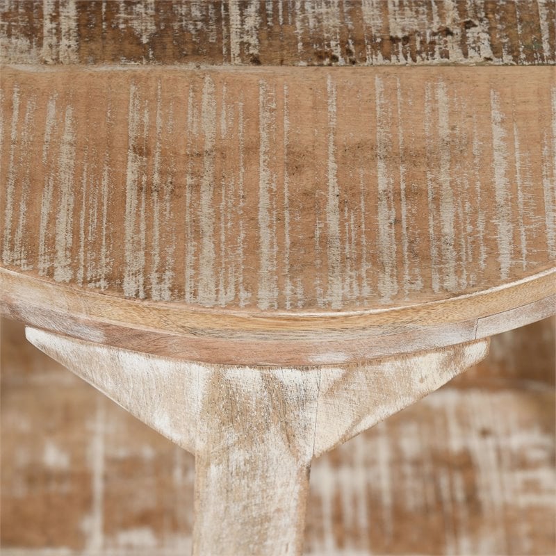 Rustic Modern Solid Wood Round Coffee Table Distressed Natural