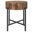 Contemporary Solid Wood and Iron Round Accent Table Natural and Black