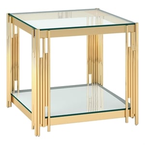 Contemporary Metal and Glass Large Accent Table Gold