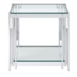 Contemporary Metal and Glass Large Accent Table Silver