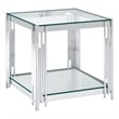 Contemporary Metal and Glass Large Accent Table Silver