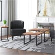 Rustic Industrial Solid Wood and Iron 2pc Coffee Table Set Natural and Black