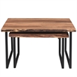 Rustic Industrial Solid Wood and Iron 2pc Coffee Table Set Natural and Black
