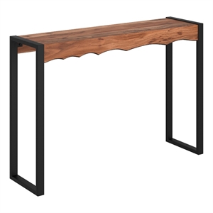 rohani modern solid wood & metal console table in natural/black