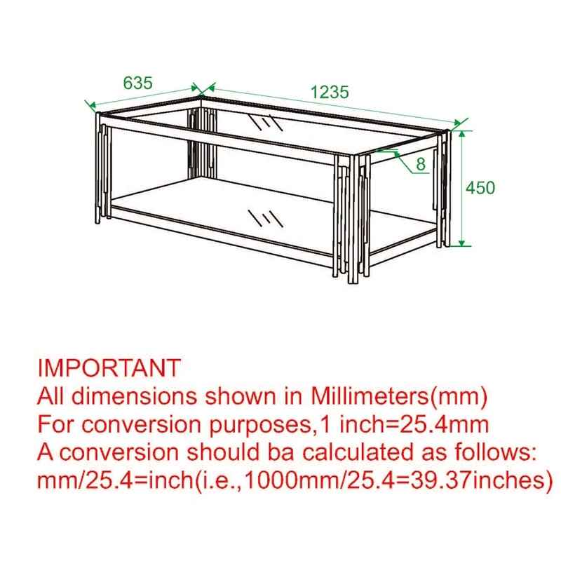 Estrel Metal/Glass Top Coffee Table with Lower Shelf in Silver