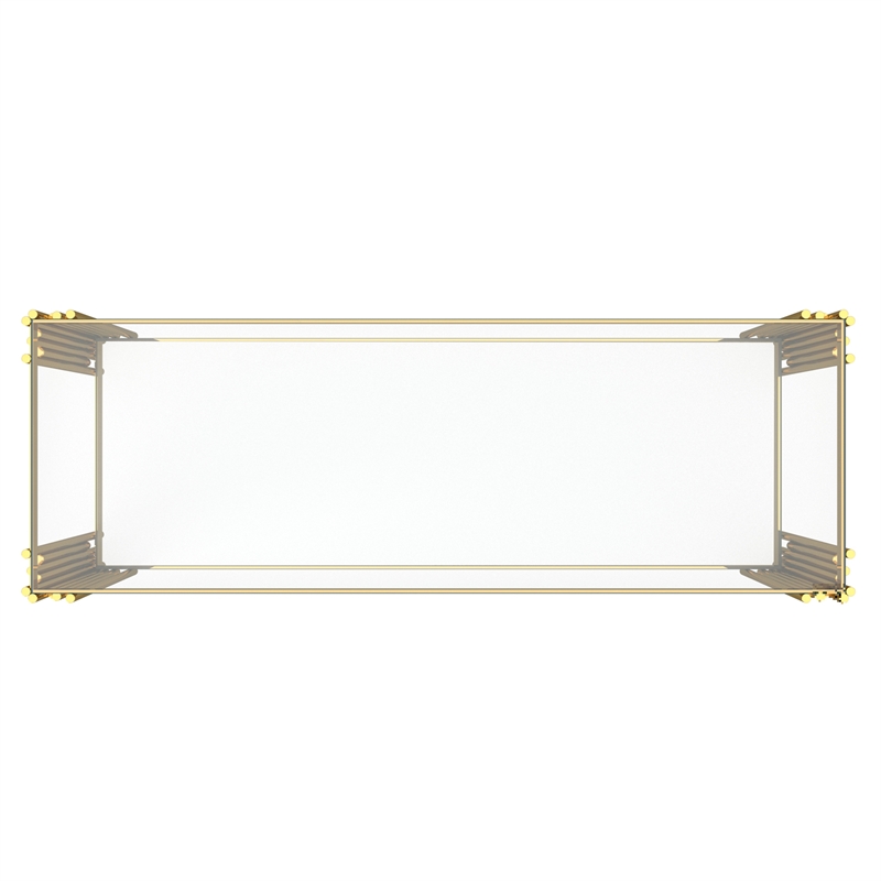 Contemporary Metal and Glass Console Table Gold