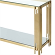 Contemporary Metal and Glass Console Table Gold