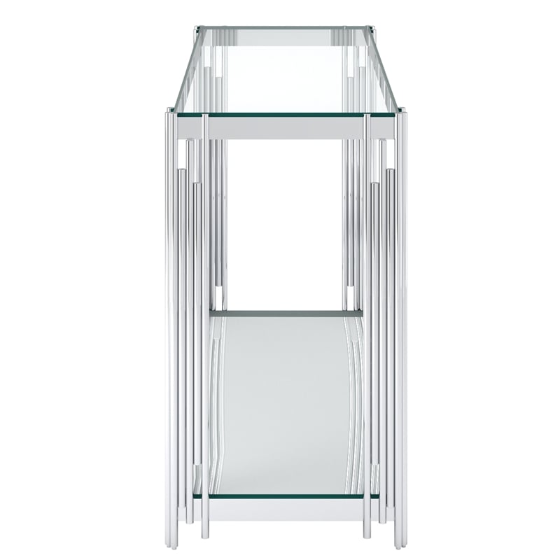 Contemporary Metal and Glass Console Table Silver