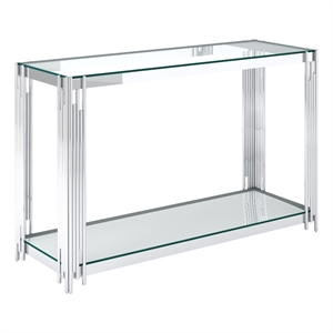 Contemporary Metal and Glass Console Table Silver
