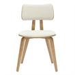 MidCentury Modern Fabric and Wood Dining Chair Beige and Natural