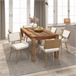 MidCentury Modern Fabric Metal and Wood Dining Chair Beigeand Natural