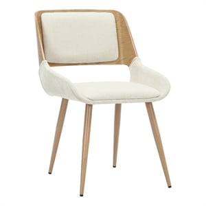 MidCentury Modern Fabric Metal and Wood Dining Chair Beigeand Natural