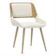 MidCentury Modern Fabric Metal and Wood Dining Chair Beigeand Natural