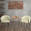 MidCentury Modern Faux Leather Accent Chair Vintage Ivory Black Aged Gold