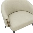MidCentury Modern Faux Leather Accent Chair Vintage Ivory Black Aged Gold