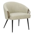 MidCentury Modern Faux Leather Accent Chair Vintage Ivory Black Aged Gold