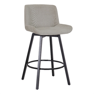 Modern Fabric and Metal 26&quot Counter Stool with Swivel Set of 2 Grey and Black