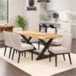 Contemporary Faux Leather and Metal Dining Chair Set of 2 Beigeand Black