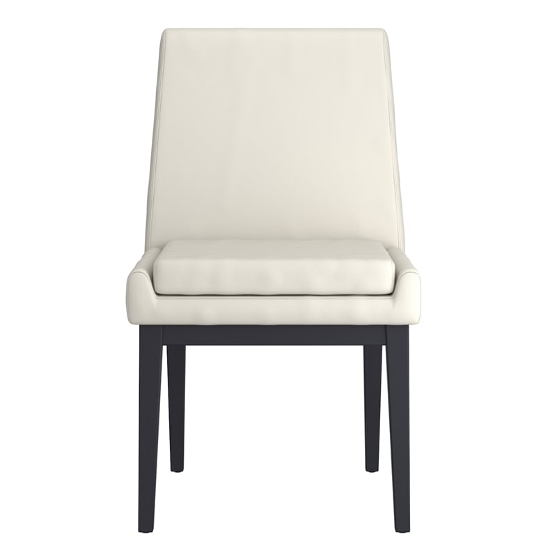 Contemporary Faux Leather and Metal Dining Chair Set of 2 Beigeand Black