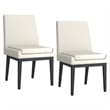 Contemporary Faux Leather and Metal Dining Chair Set of 2 Beigeand Black