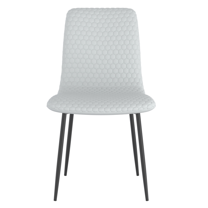 Contemporary Faux Leather and Metal Dining Chair Set of 2 Grey and Black