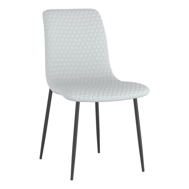 Contemporary Faux Leather and Metal Dining Chair Set of 2 Grey and Black