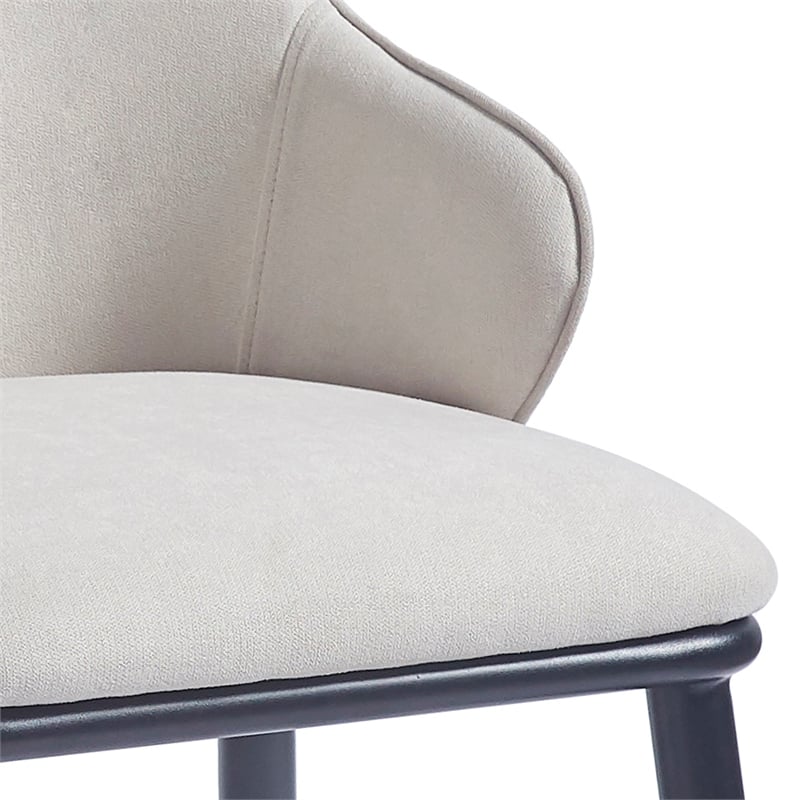 Contemporary Fabric and Metal Dining Chair Set of 2 Beigeand Black