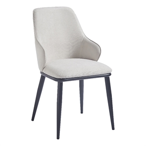 Contemporary Fabric and Metal Dining Chair Set of 2 Beigeand Black