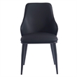 Contemporary Faux Leather and Metal Dining Chair Set of 2 Black